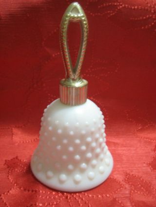 Vintage Avon White Milk Glass Hobnail Bell - Empty