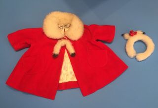 Vintage Mattel Chatty Cathy Red Velvet Coat & Headband Pretty