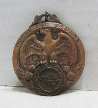 Mahoning County World War I Service Medal C.  1918 Vintage Oh Ohio Eagle Ww1