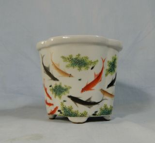 Vintage Porcelain Flower Bonsai Pot Planter Koi Pond Circa 1950s