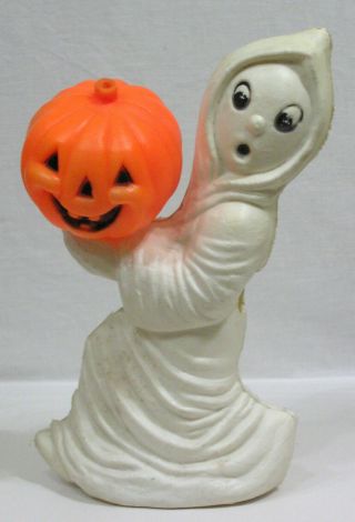 Vtg Halloween Plastic Blow Mold Light Ghost Holds Jol 1960s 12 1/2 " Tall