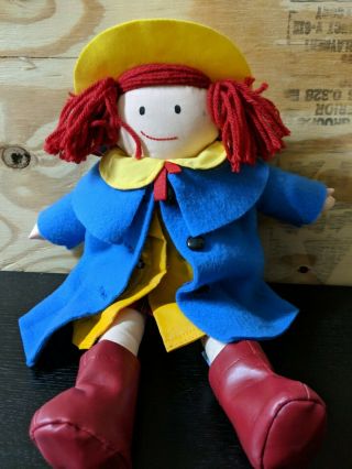 Vintage Madeline Doll Yellow Hat Blue Coat 15 " Eden Rag Plush Stuffed Rare