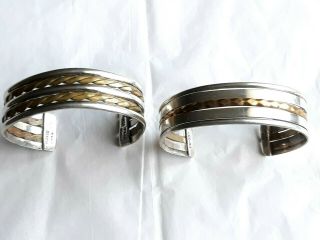 Two Vtg Sterling 925 Taxco Mexico Cuff Bracelets