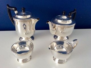 Lovely Vintage Viners Of Sheffield Silver Plated 4 Pc Tea & Coffee Service C1930