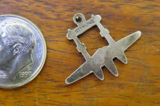 Vintage silver SWEETHEART WWII 1940 ' s ARMY AIR CORP BOMBER AIRPLANE charm 2
