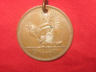 Authentic Vintage Antique Rustic Irish Ireland Hen/harp Coin Pendant Necklace