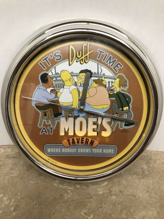 Vintage The Simpsons Its Duff Time At Moes Tavern Wall Clock 2001