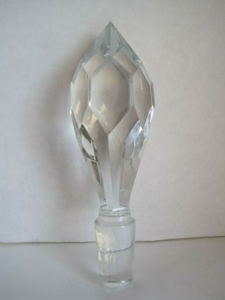 Vintage Crystal Stopper For Liquor Decanter Larger Replacement Geometric