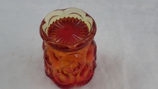 Vintage L G Wright Glass,  Moon & Stars Amberina Toothpick Holder 4