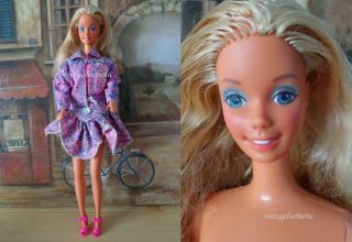 Vintage Superstar Barbie Doll In 1989 Beat Barbie Doll Pink Denim Clothes 2751
