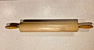 Vintage Thorpe Rolling Pin Extra Large 28 In.  Heavy Maple Wood Steel Rod Baking