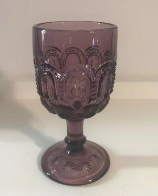 Amethyst Moon And Star Wright Double Wedding Ring Wine Glass Vintage (144a)