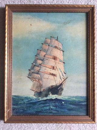 Vintage Seascape Oil Painting,  Signed