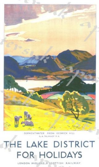 Vintage Lner Derwent Water Lake District Railway Poster A4/a3/a2/a1 Print