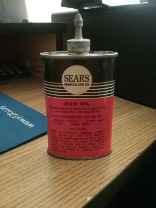 Vintage Sears 3 Oz Gun Oil Can.  No.  10626.  Lead Top,  Exc,