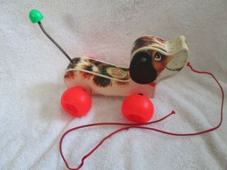Vintage Fisher Price 1965 Little Snoopy Pull Toy Beagle Collectible