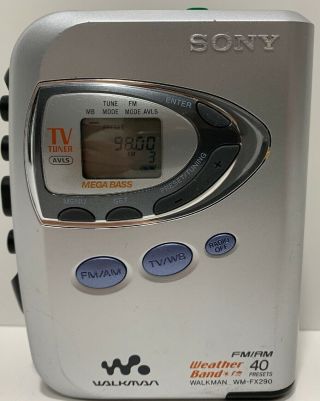 Vintage Sony Walkman Wm - Fx290 Tv/weather/am/fm Radio Cassette Player Rare