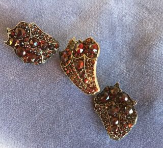 Vintage Sterling Silver Garnet Stone Earrings For Repair Repurpose Jewelry