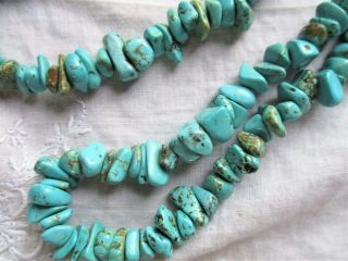 Vintage Native American Indian Chunky Turquoise Nugget Necklace 34 " Long