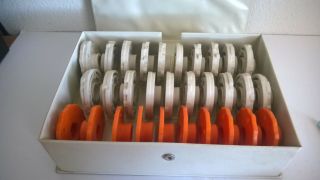 Vtg Set Sears Kenmore Sewing Machine Pattern Cams Case Zig Zag Orange Frpe024
