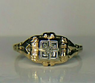 Antique.  02 Carat Natural Diamond 14k Yg Art Deco Solitaire Ring W/sizing