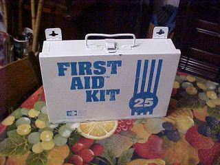 Vintage Industrial First Aid Kit No.  K25 American White Cross Good Shape