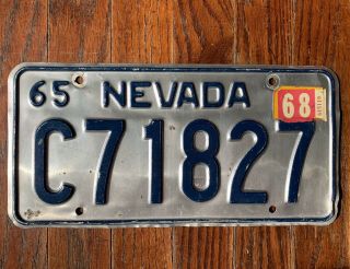 Vintage 1965 65 1968 68 Nevada Nv License Plate C71827
