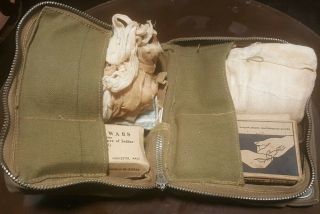 Vintage Military WWII WW2 U.  S.  Medical Department First Aid Field Kit Bag Full 2