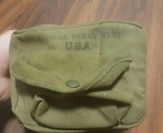 Vintage Military WWII WW2 U.  S.  Medical Department First Aid Field Kit Bag Full 3