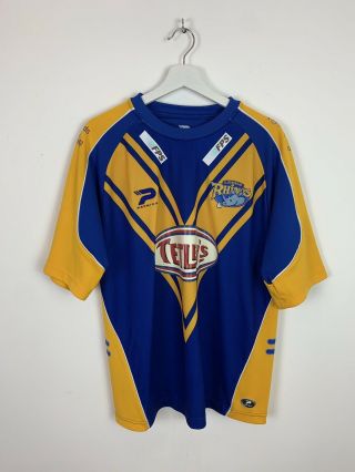 Vintage Leeds Rhinos Rugby League Home Shirt Kit Top Blue V Retro Xl Men 