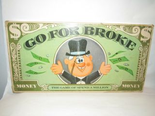 Vintage 1965 Go For Broke Board Game Selchow & Righter Complete Euc