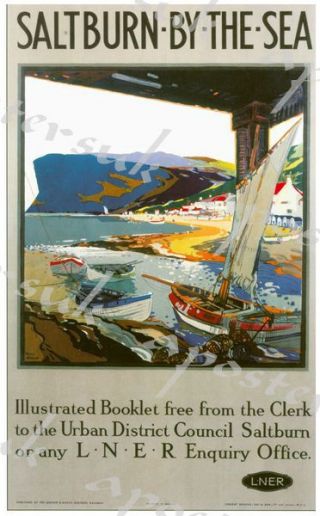Vintage Lner Saltburn By The Sea Railway Poster A4/a3/a2/a1 Print