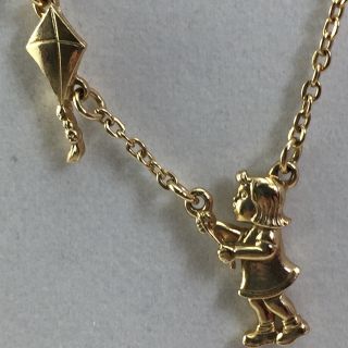 Girl Flying Kite Necklace Park Lane Jewelry Gold Tone Vintage