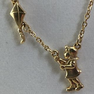 Girl Flying Kite Necklace Park Lane Jewelry Gold tone Vintage 2