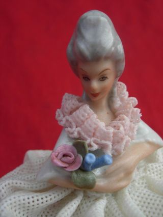 Dresden Lace Figurine Victorian Woman German Germany vintage old 4