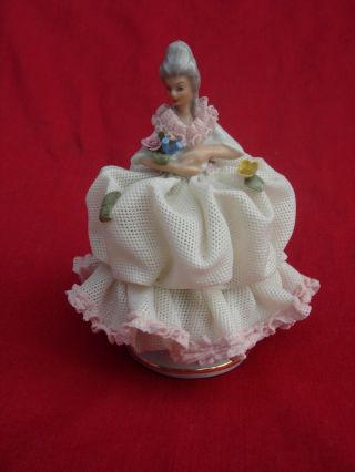 Dresden Lace Figurine Victorian Woman German Germany vintage old 6