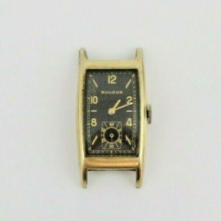 Vintage Bulova Mens Dress Wrist Watch 7ap Black Dial 10k Gold Filled - Repair