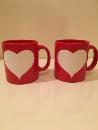 Waechtersbach Large Red Heart 2 Coffee Cup Mug Pair Love West Germany Vintage