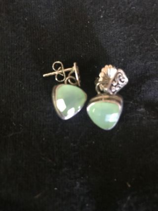 Magnificent Vintage 925 Silver Earrings With Jade Or Similar Stones Southwestern