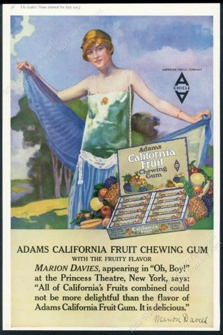 1917 Adams California Fruit Chewing Gum Marion Davies Photo Vintage Print Ad