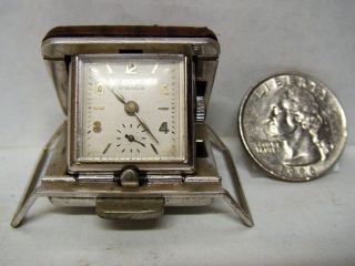 Vintage Eloga 17 Jewels Miniature Travel Watch/clock W/ Leather Case - Rare