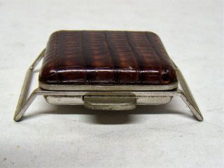 Vintage ELOGA 17 Jewels Miniature Travel Watch/Clock w/ Leather Case - Rare 5