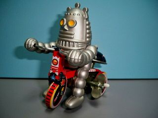 Vintage Tin Toy Baby Robot On Tricycle Wind - Up Ms013 China
