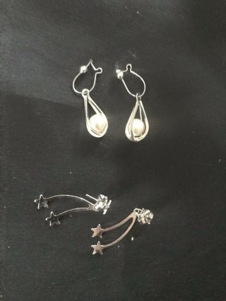VTG Silver Tone AVON Snowflake Necklace & Earrings Set 2
