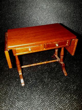 ONE DROP LEAF TABLE WITH DRAWERS,  BY JOHN BAKER,  DOLL HOUSE 1:12 scale 2