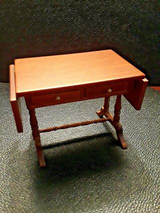 ONE DROP LEAF TABLE WITH DRAWERS,  BY JOHN BAKER,  DOLL HOUSE 1:12 scale 3