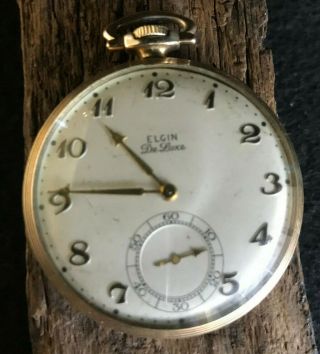 Vtg 10k Yellow Gold Filled Elgin Deluxe Pocket Watch