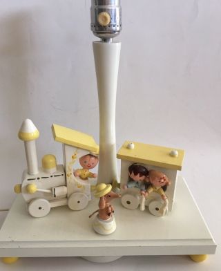 Vintage Nursery Lamp Train Music Box Wood Night Light Dog Baby Originals