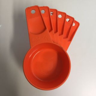 Vintage Orange Tupperware Set Of 6 Measuring Cups Stacking Nesting Full Set