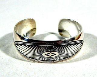 Vintage Navajo Sterling Silver Cuff Bracelet By B.  Webb